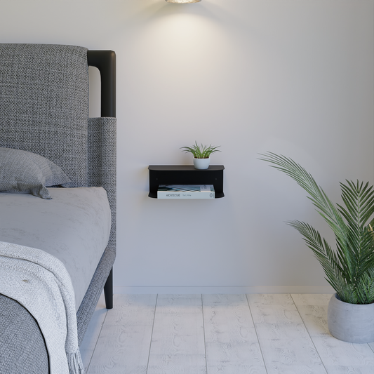 CALYRA Minimalist Metal Floating Nightstand – Wall-Mounted Bedside Table
