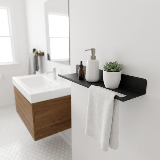 ARTESO Bathroom Shelf with Towel Holder | DnzHomeDesign
