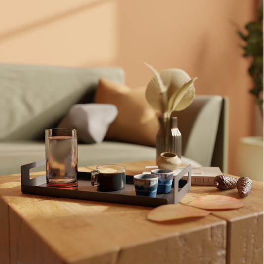 VERA Modern Black Metal Serving Tray