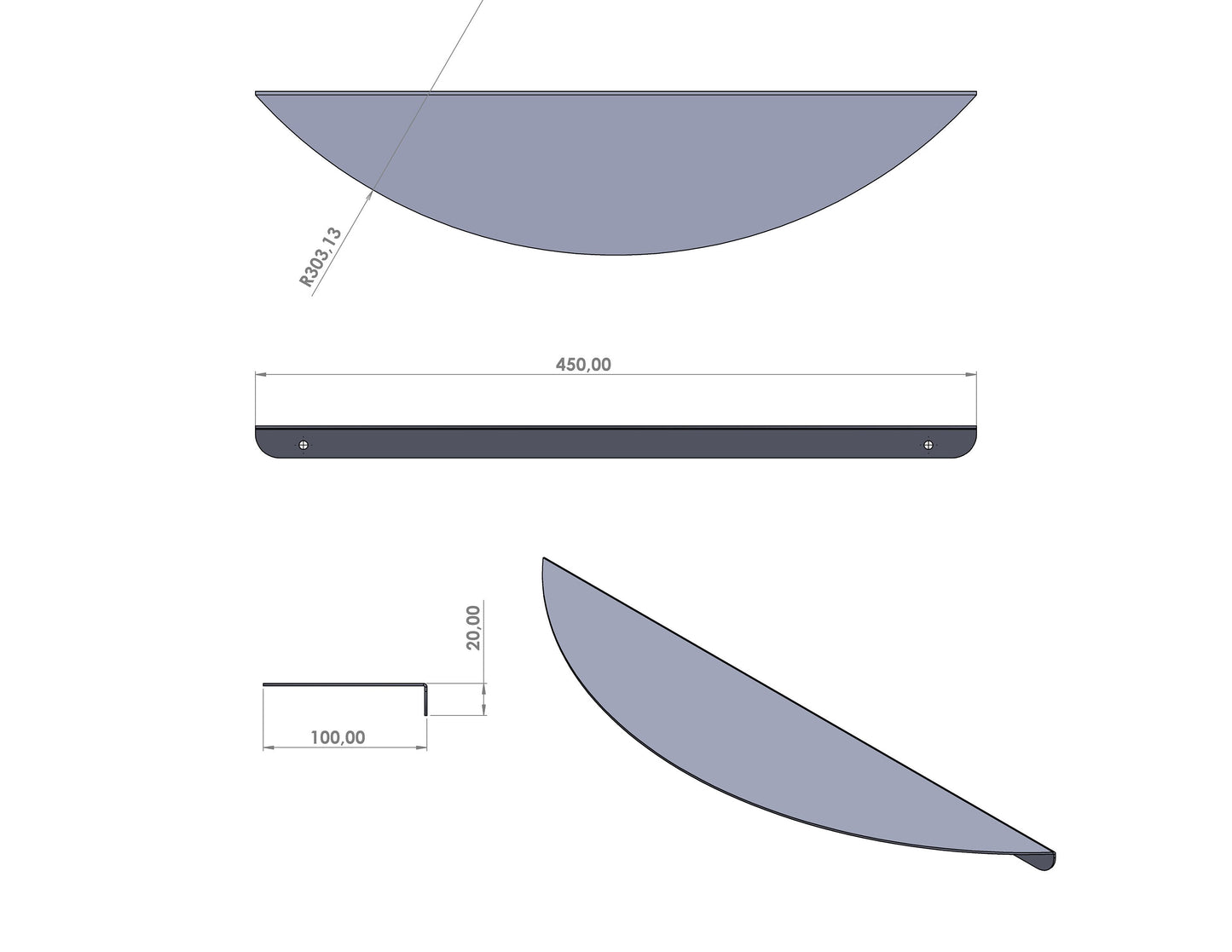 Minimalist Floating Shelf, Circular Display Shelf, Metal Wall Shelf, Modern Bookshelf, Rounded Shelf, Plant Shelf