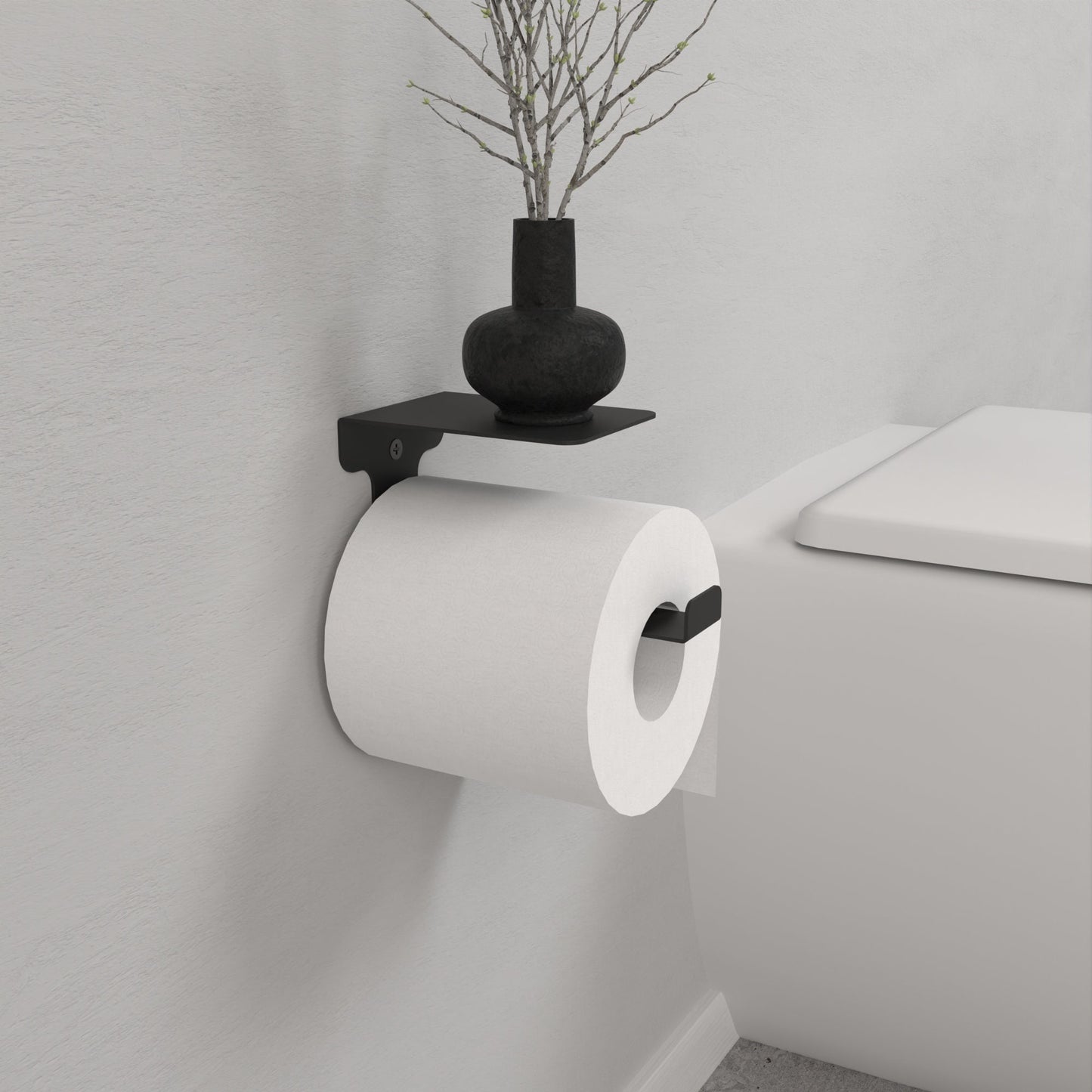 Minimalist Toilet Paper Holder, Modern Bathroom Organizer, Toilet Paper Holder with Shelf, Bathroom Shelf