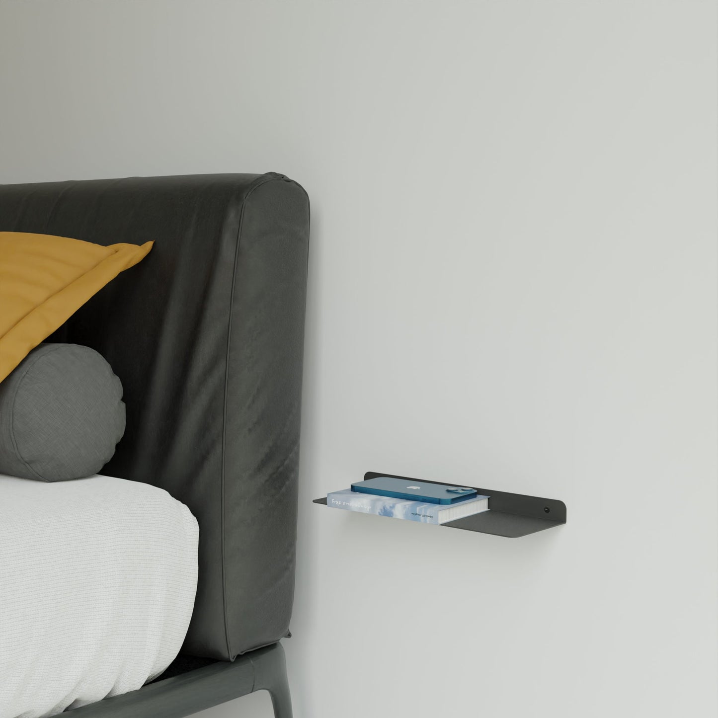 Black Floating Shelf, Minimalist Display Wall Shelf, Modern Decorative Plant Shelf, Minimalist Bedside Shelf Decor
