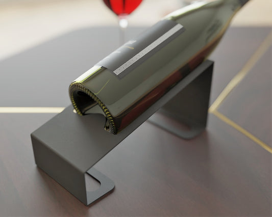 Minimalist metal wine bottle holder