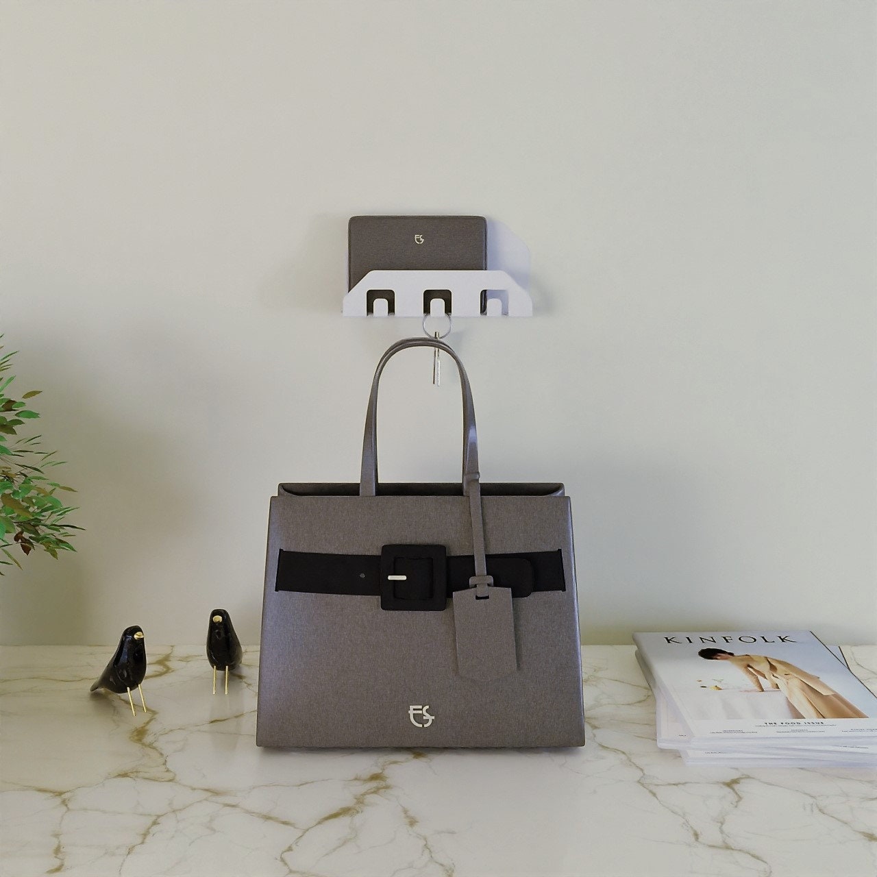 minimalist metal wall mounted entryway organizer, key hanger, mail holder