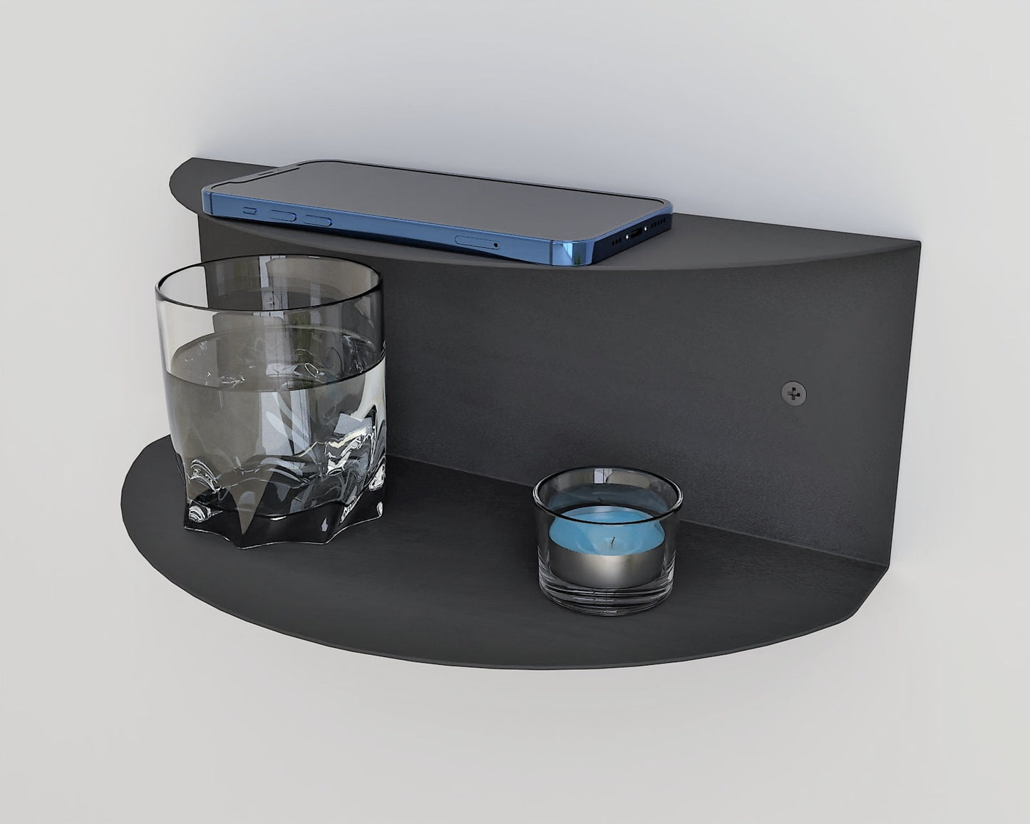 Modern Floating Shelf, Metal Bedside Table, Minimalist Nightstand, Sleek Circle Storage