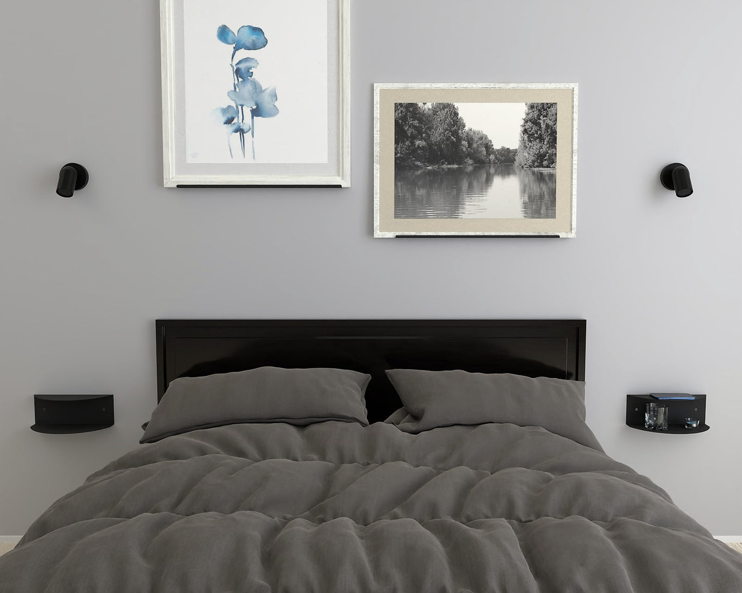 Modern Floating Shelf, Metal Bedside Table, Minimalist Nightstand, Sleek Circle Storage