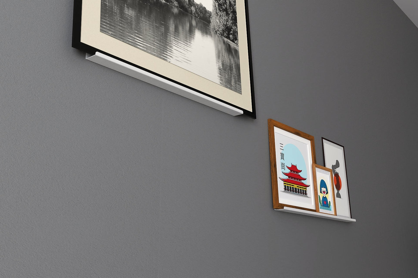 minimalist wall mountedshelf for frame paint hanging