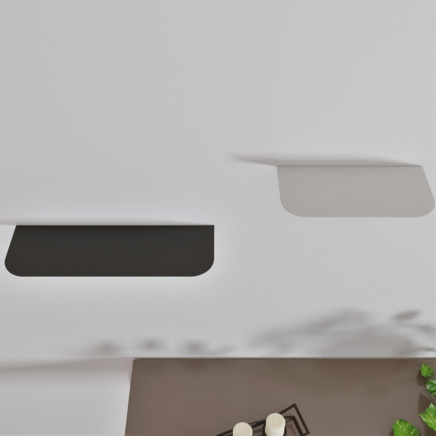 Minimalist Floating Shelf, Modern Display Shelf, Metal Black Bookshelf, White Wall Shelf, Plant Shelf