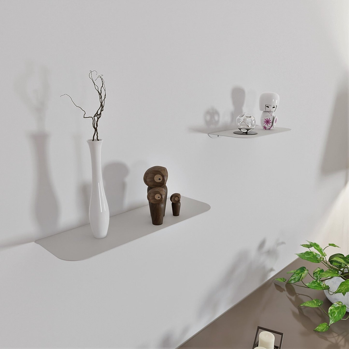 Minimalist Floating Shelf, Modern Display Shelf, Metal Black Bookshelf, White Wall Shelf, Plant Shelf