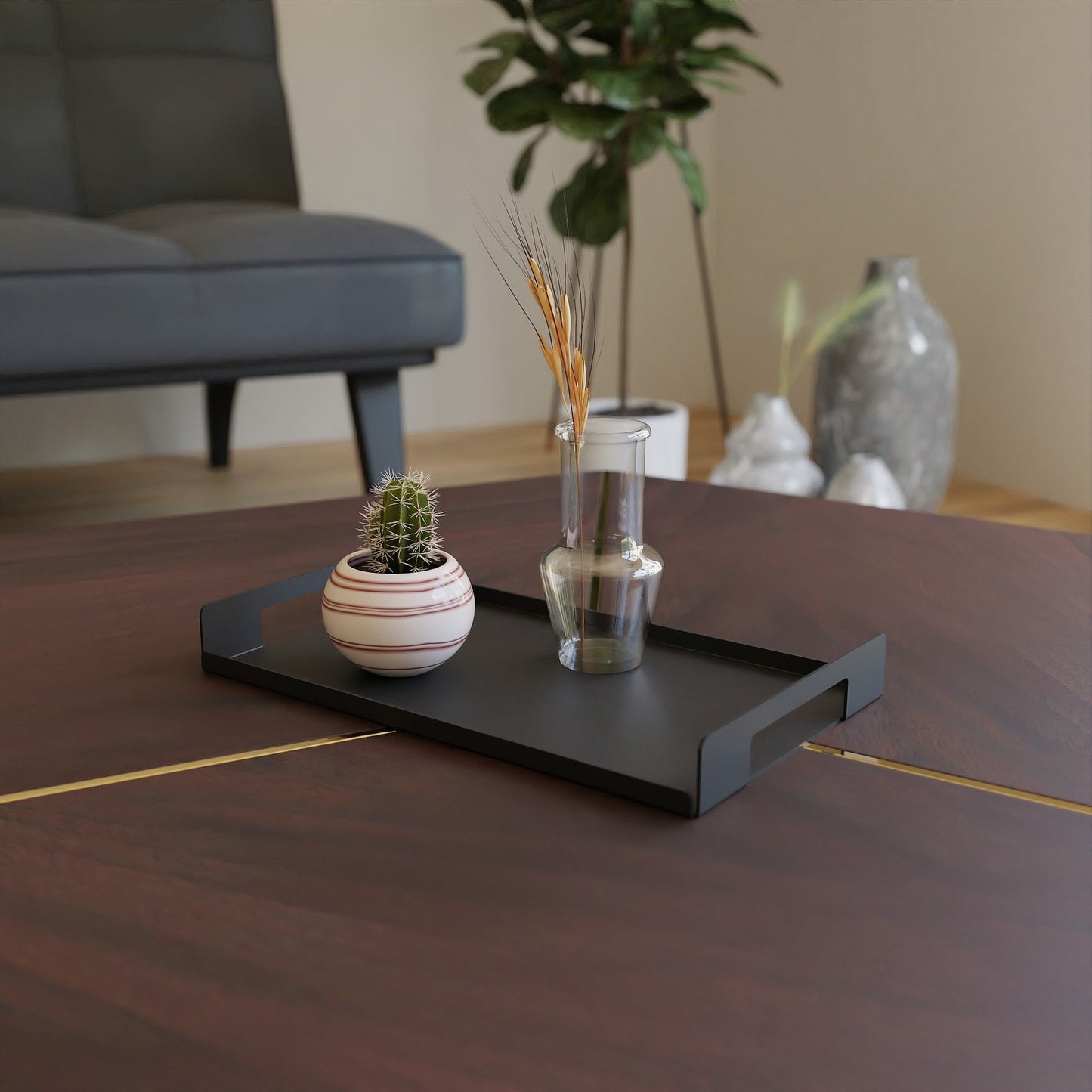 minimalist metal decorative tray