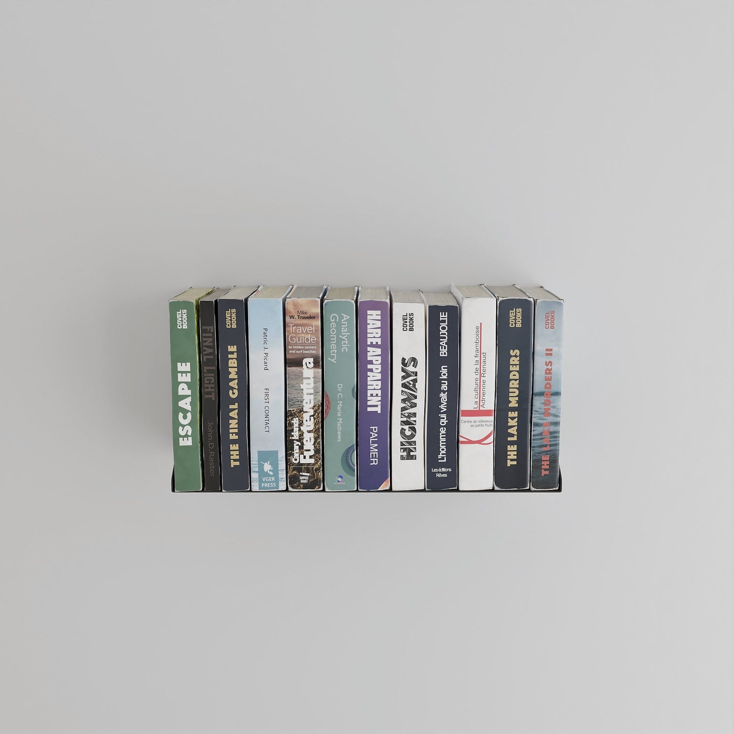 minimalist matte black wall mounted bookshelf