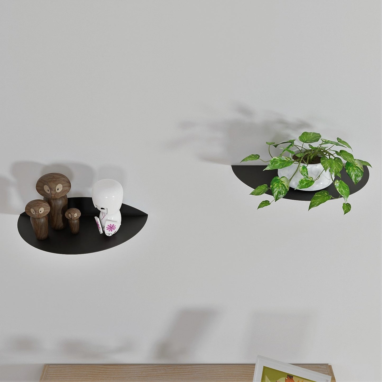 Minimalist Circular Floating Shelf, Modern Metal Display Shelf, Semi-Circle Plant Shelf, Shelf Decor, Metal Wall Shelf