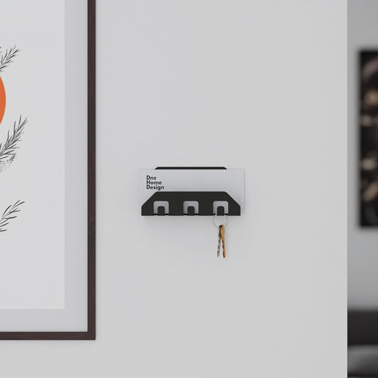 minimalist metal wall mounted entryway organizer, key hanger, mail holder