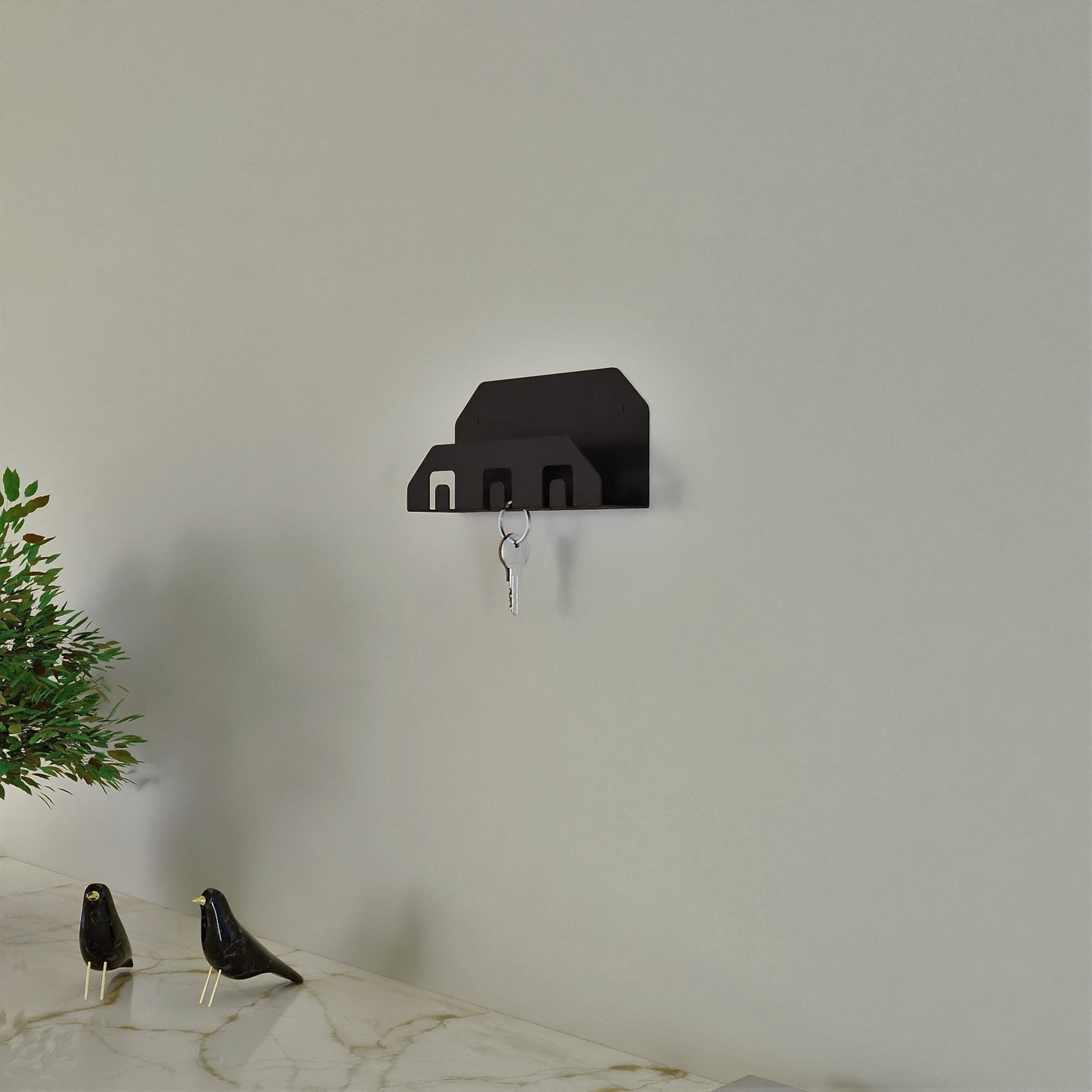 minimalist metal wall mounted entryway organizer, key hanger, mail holder