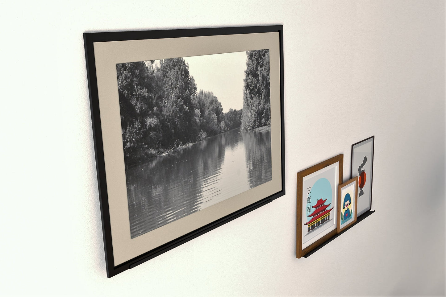 minimalist wall mountedshelf for frame paint hanging