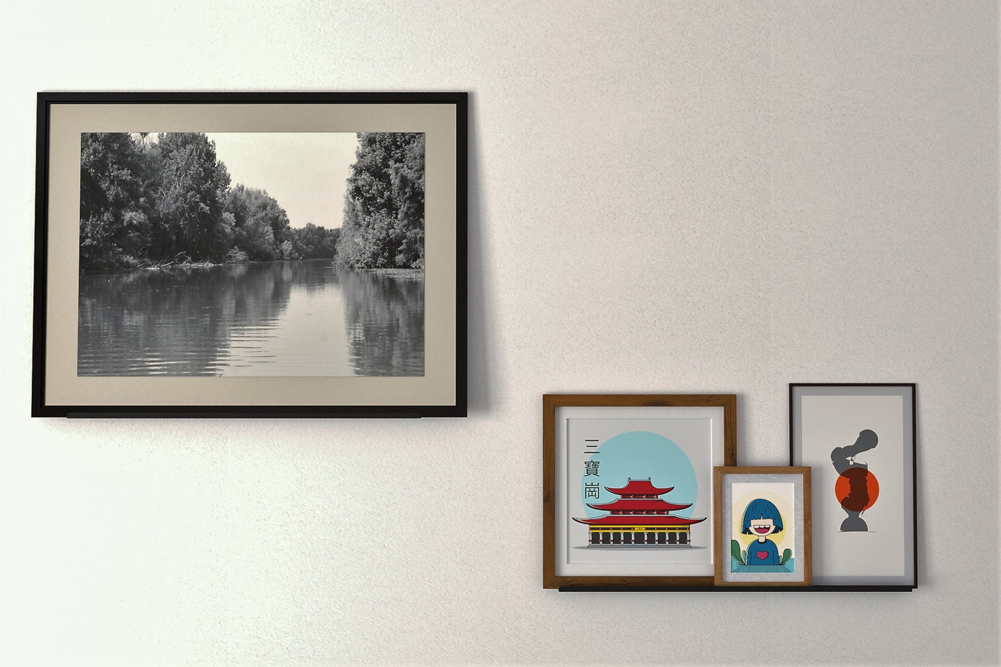 minimalist wall mountedshelf for frame paint hanging