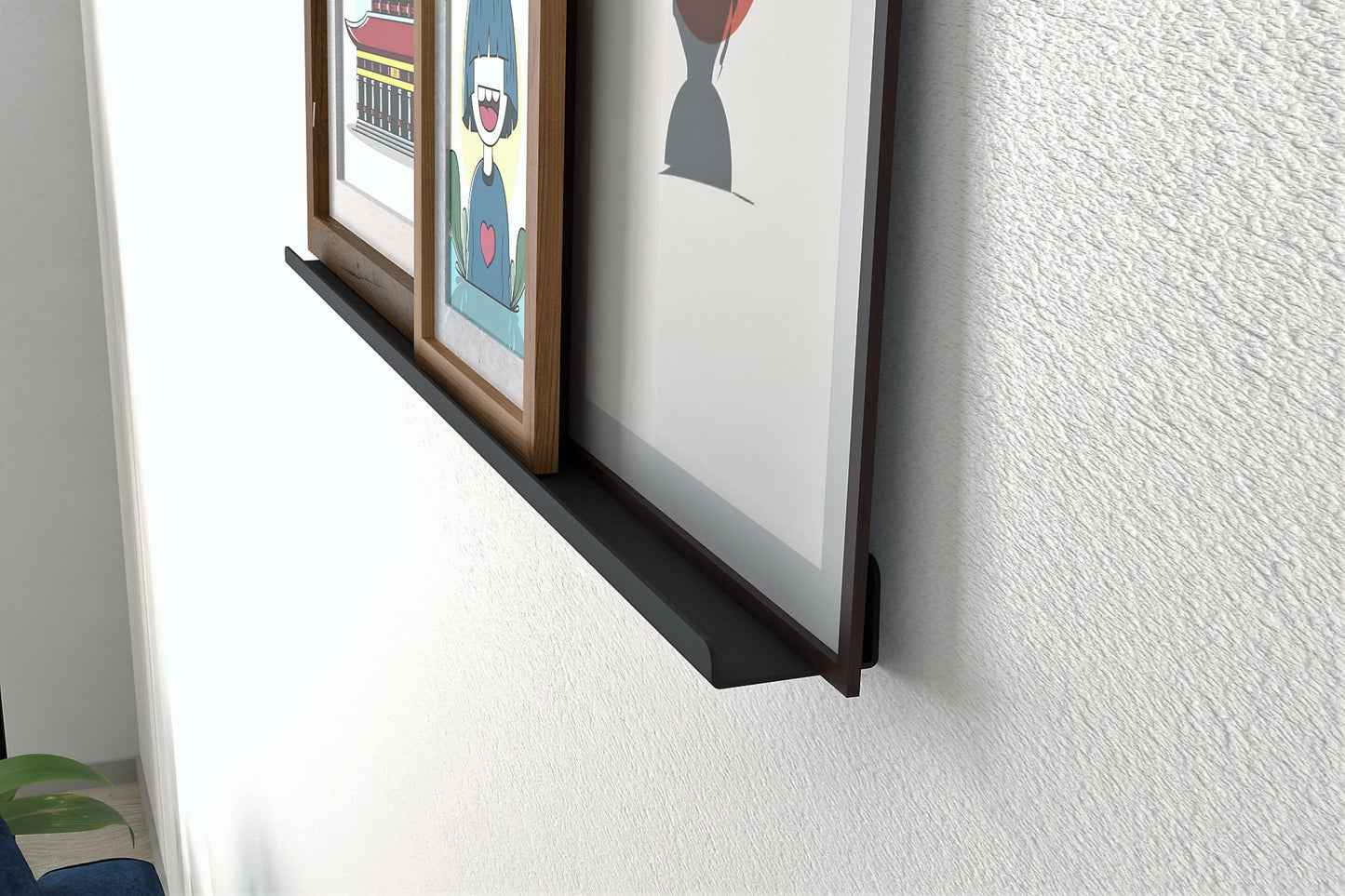 minimalist wall mountedshelf for frame paint hanging