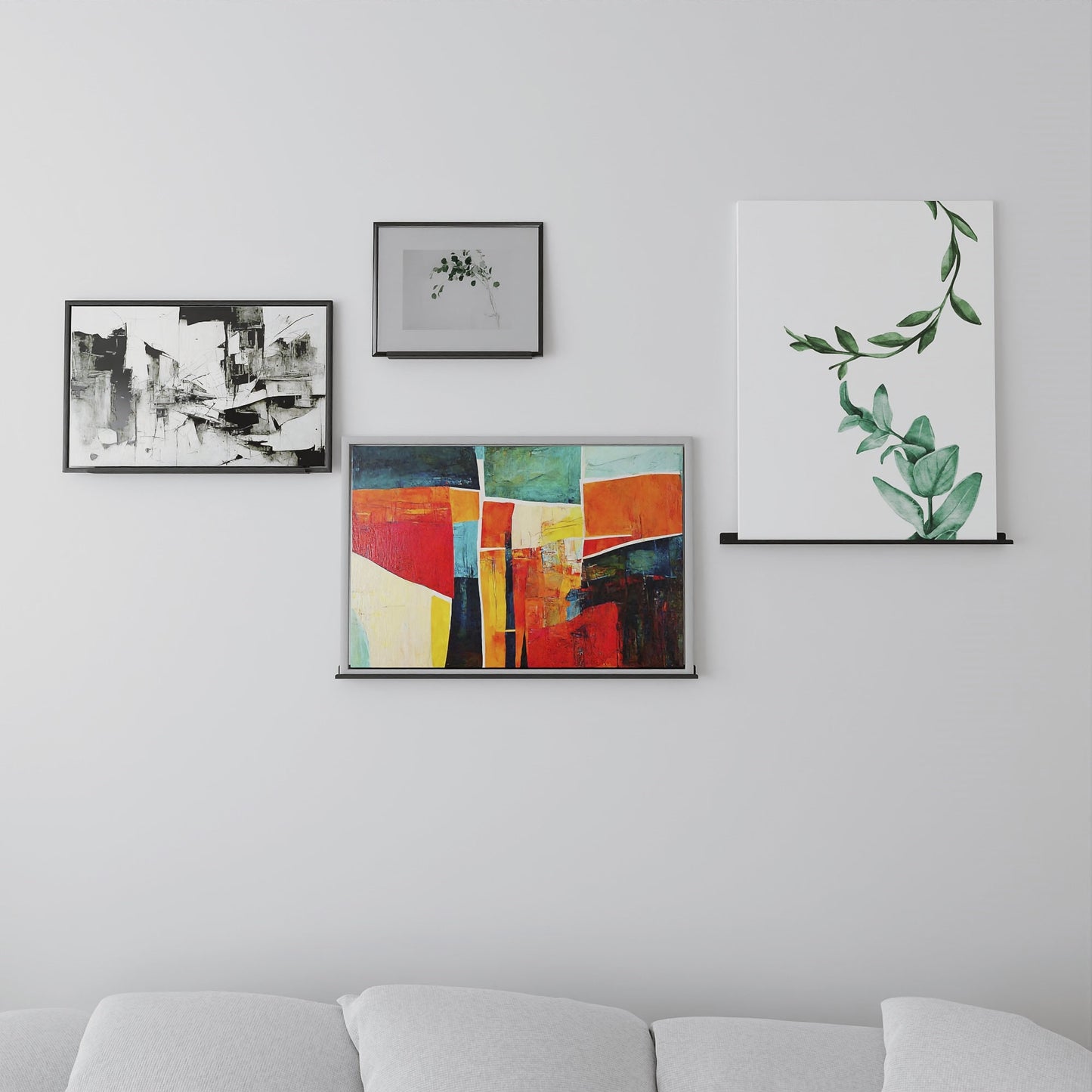 minimalist wall mountedshelf for frame paint hanging