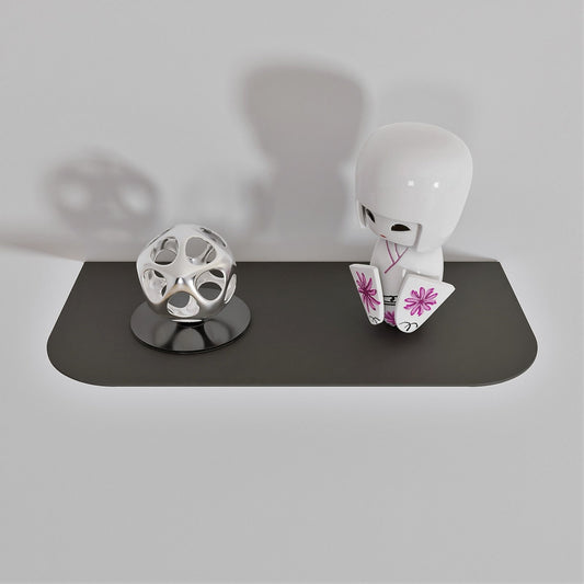 Minimalist Floating Shelf, Modern Display Shelf, Metal Black Bookshelf, White Wall Shelf, Plant Shelf