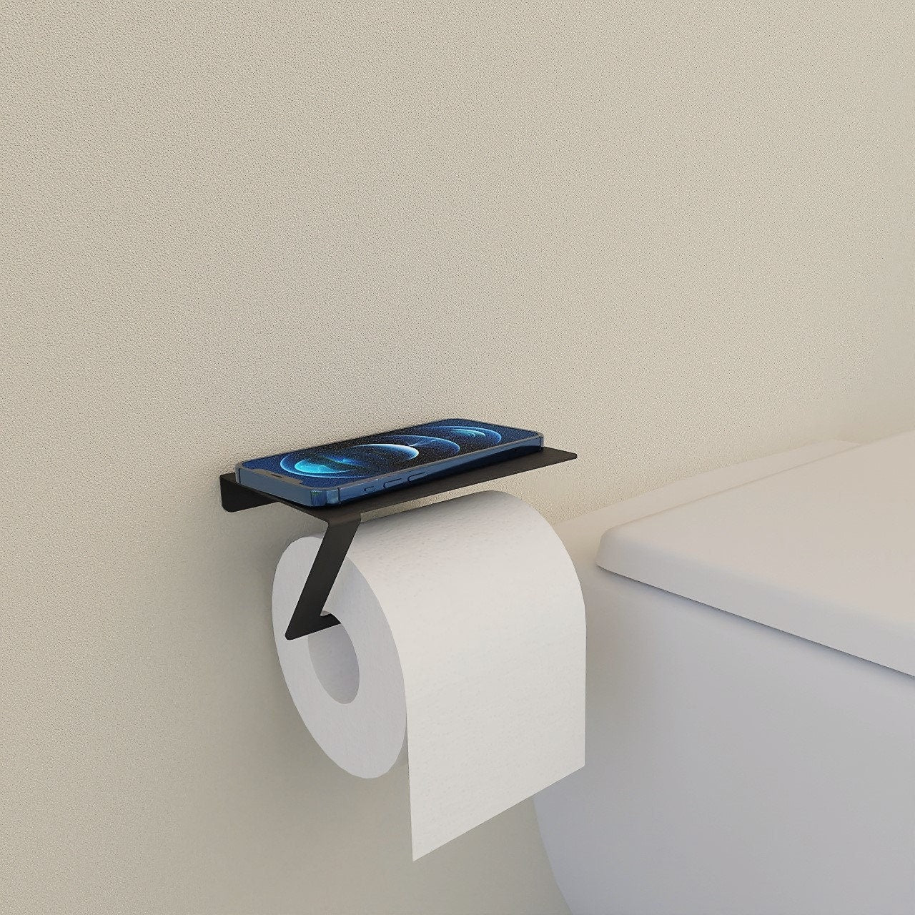 Modern Farmhouse Black Toilet Paper Holder, Minimalist Toilet Paper Holder for Bathroom, Bathroom Accessories
