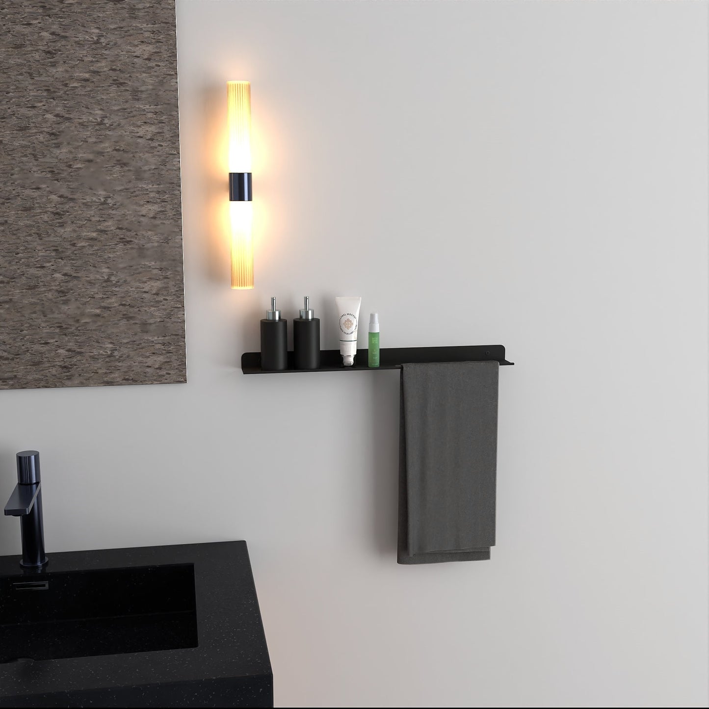 Modern Towel Rack with Shelf, Minimalist Bathroom Shelf, Metal Bathroom Organizer, Hand Towel Holder, Bathroom Decor, Bathroom Accessories