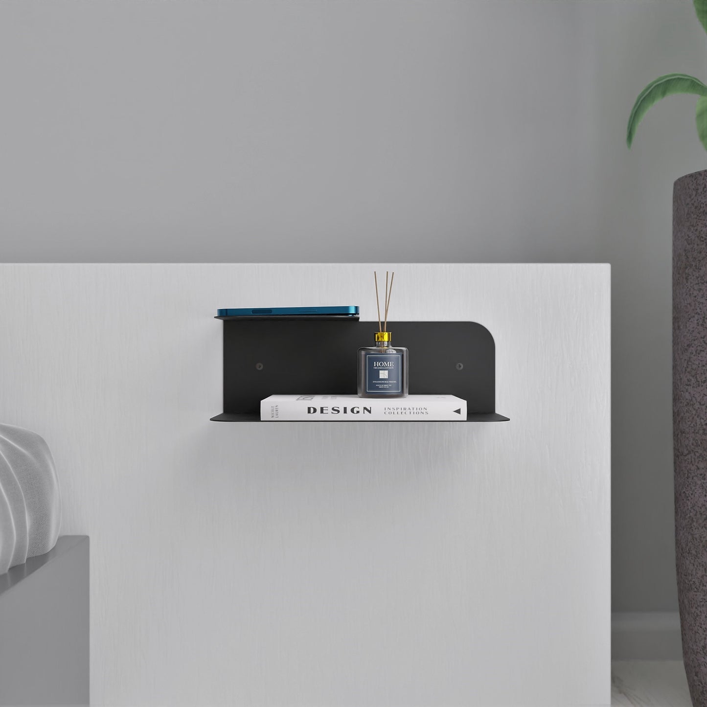 minimalist wall mounted dual floating nightstand shelf