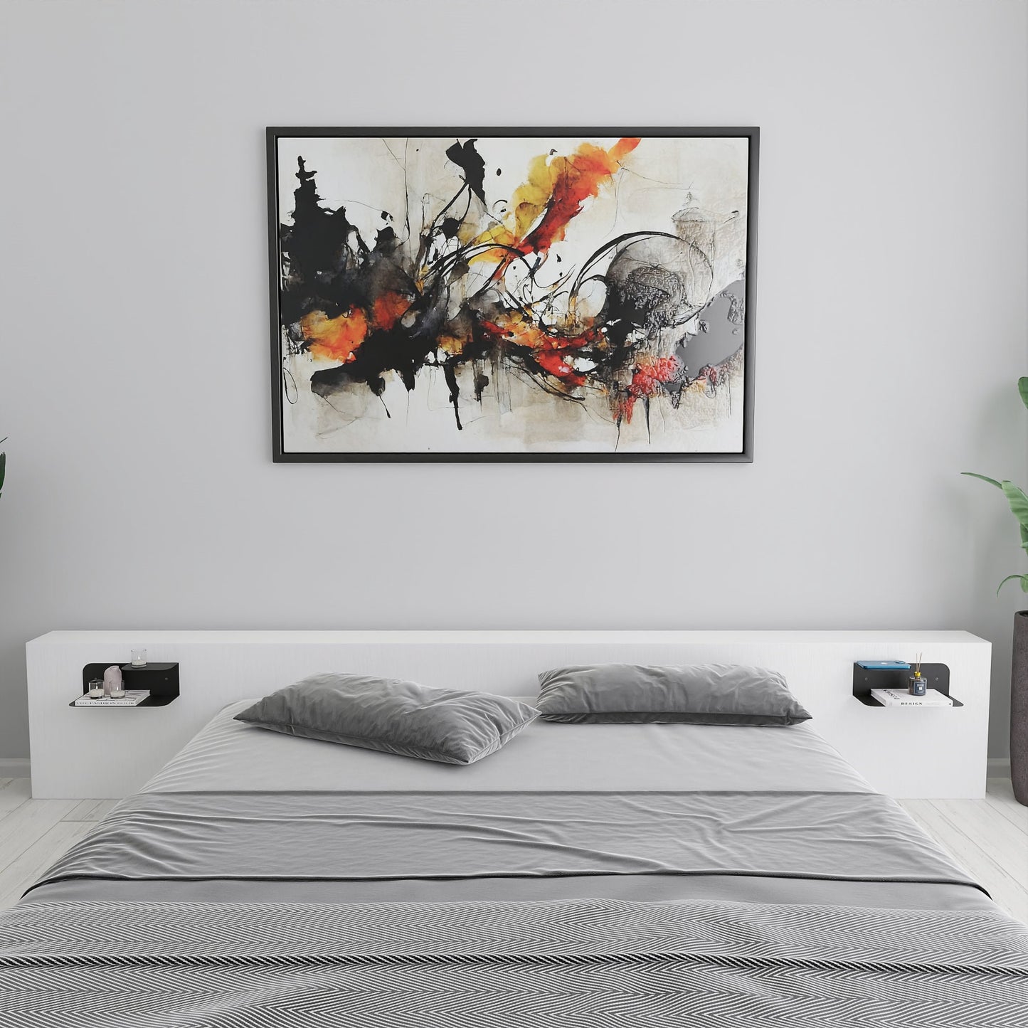 minimalist wall mounted dual floating nightstand shelf