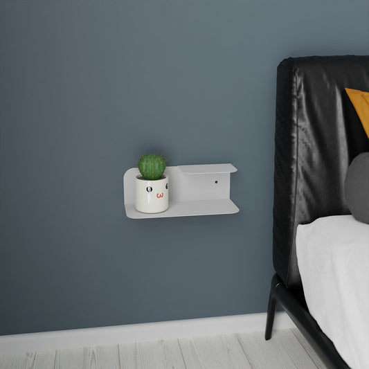 minimalist wall mounted dual floating nightstand shelf