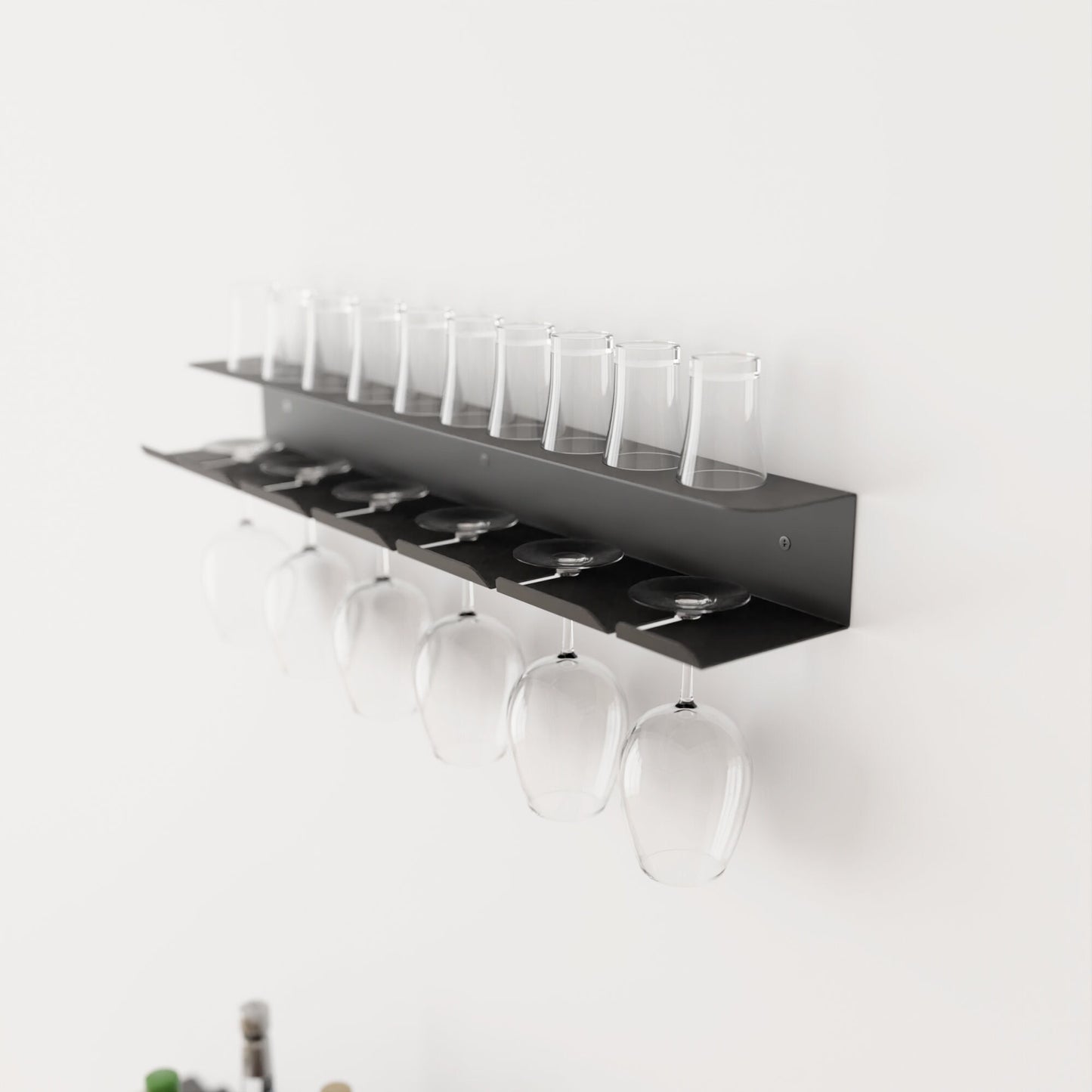 metal black wine glasses rack, wall mounted bar, wall mounted glasses shelf