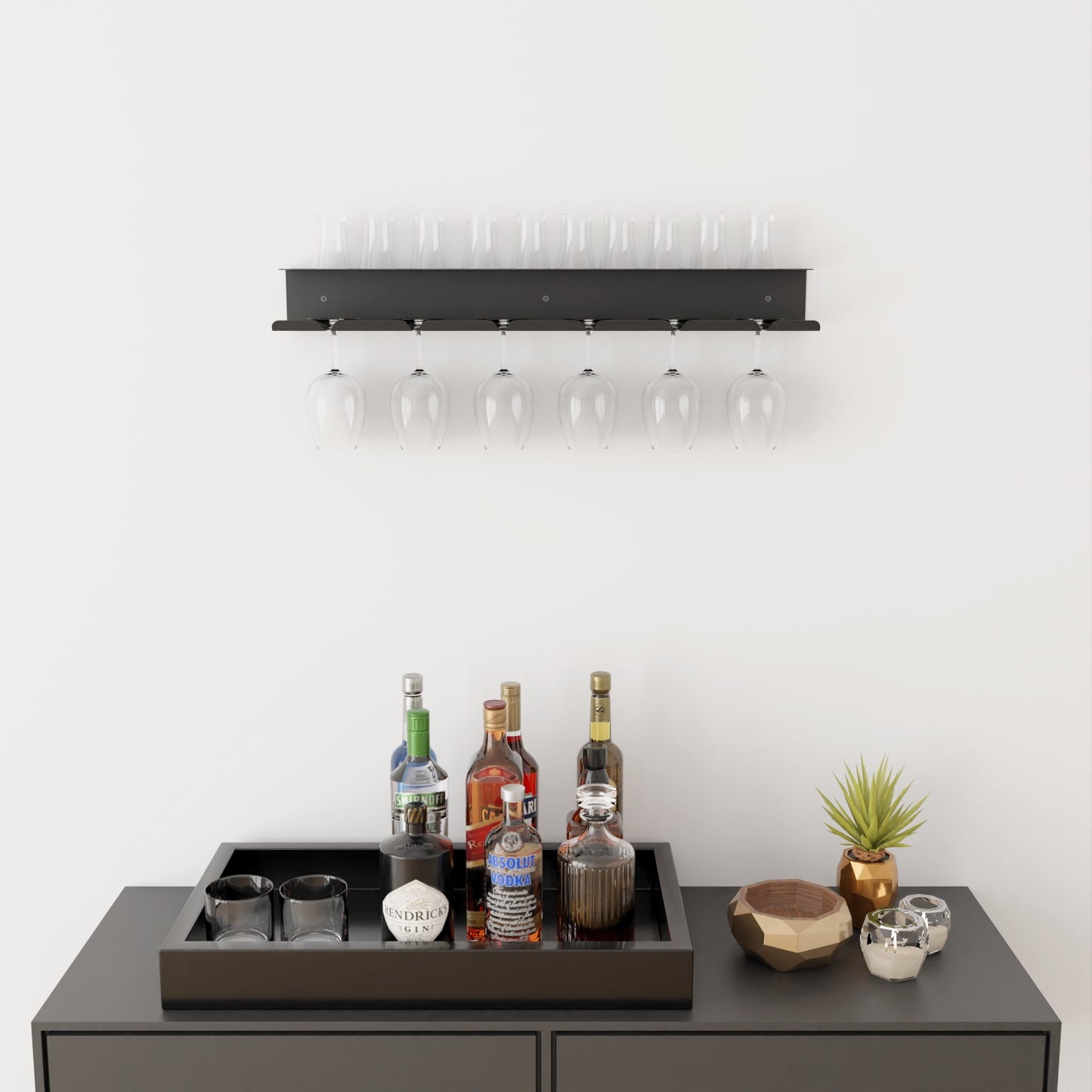 metal black wine glasses rack, wall mounted bar