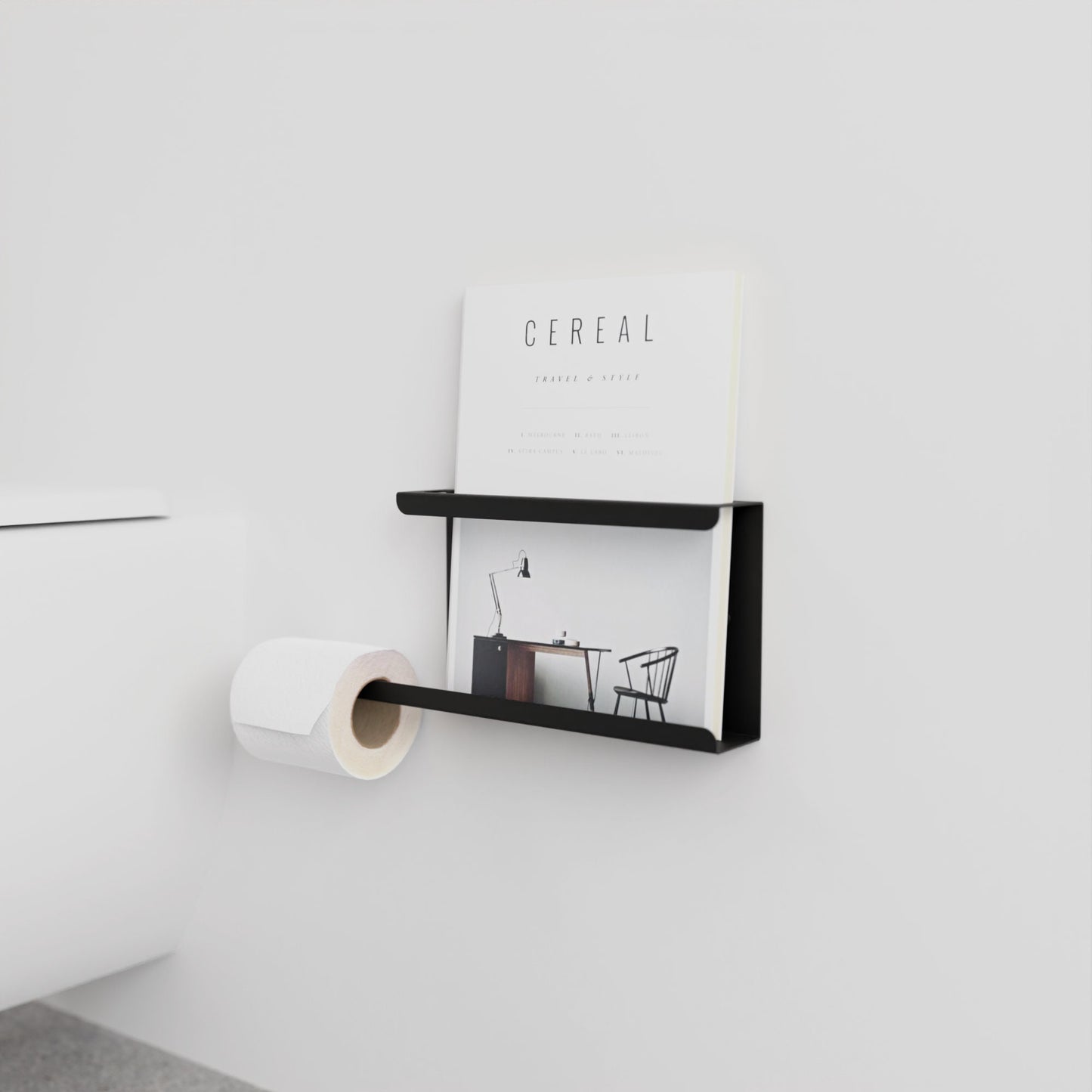 Minimalist Toilet Paper Holder with Magazine Rack, Metal Magazine Holder with Toilet Paper Holder, Bathroom Organizer