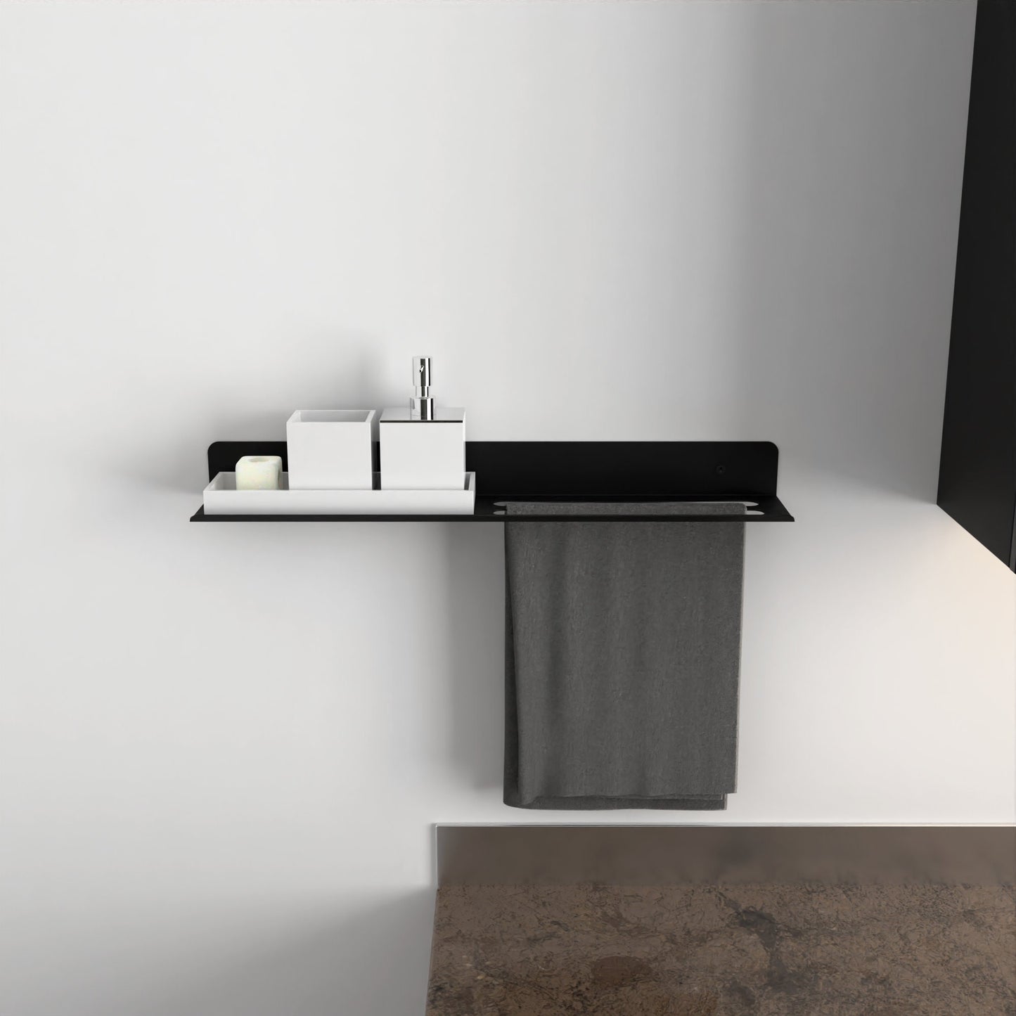 Minimalist Towel Rack with Shelf, Kitchen Shelf, Bathroom Organizer, Hand Towel Holder, Kitchen Storage, Towel Bar, Bathroom Accessories