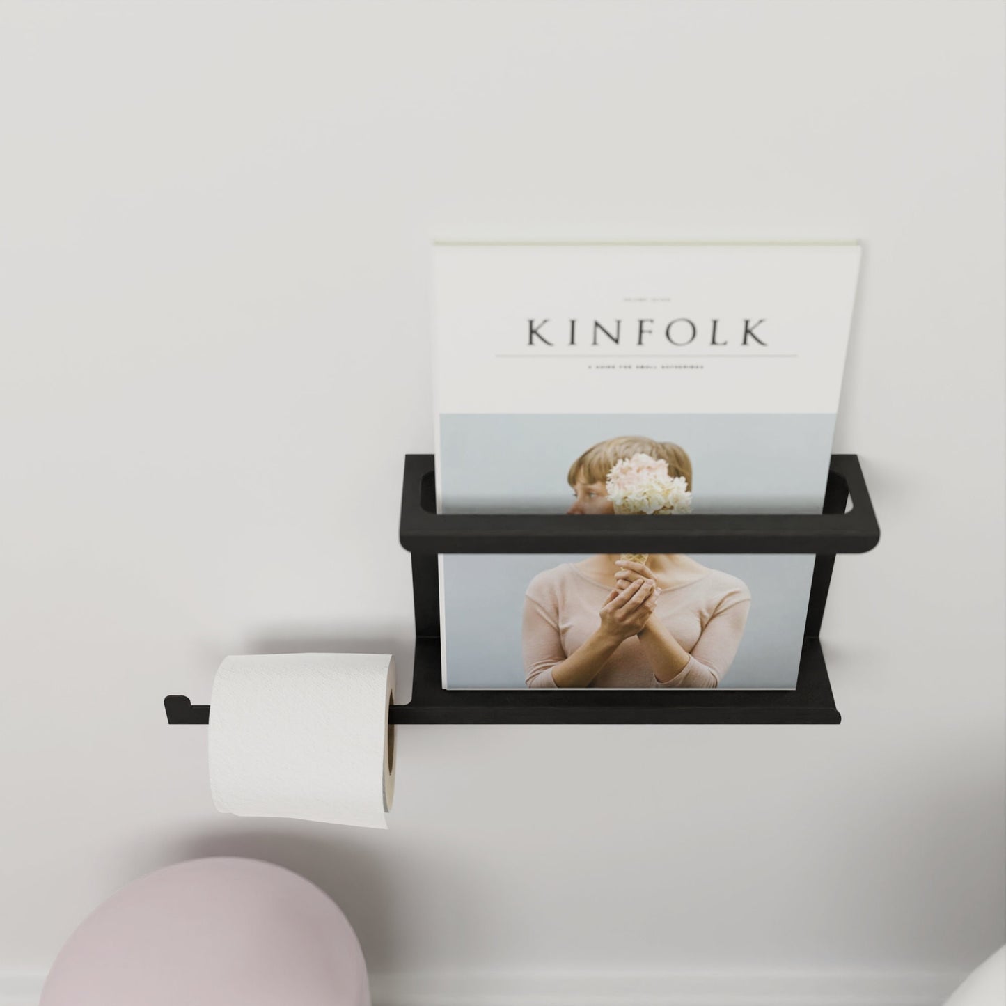 Minimalist Toilet Paper Holder with Magazine Rack, Metal Magazine Holder with Toilet Paper Holder, Bathroom Organizer