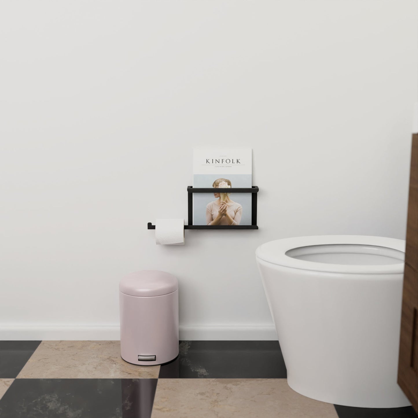 Minimalist Toilet Paper Holder with Magazine Rack, Metal Magazine Holder with Toilet Paper Holder, Bathroom Organizer