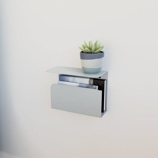 Floating Nightstand with Bookshelf, Modern Floating Bedside Table, Minimalist Bookshelf Decor, Desk Shelf