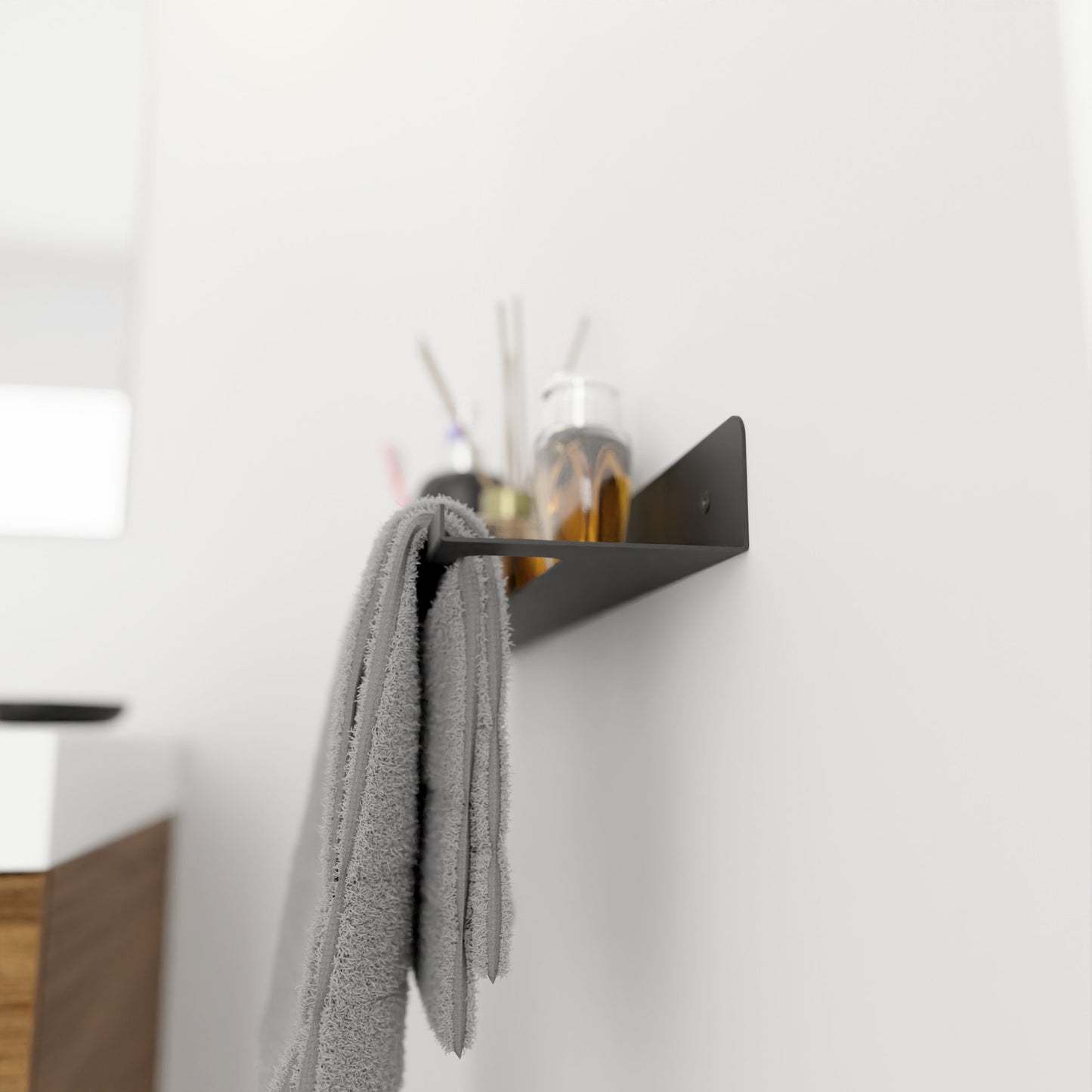 Modern Bathroom Shelf with Towel Rack, Minimalist Metal Bathroom Organizer Towel Shelf, Bathroom Accessories, Toothbrush Holder Shelf
