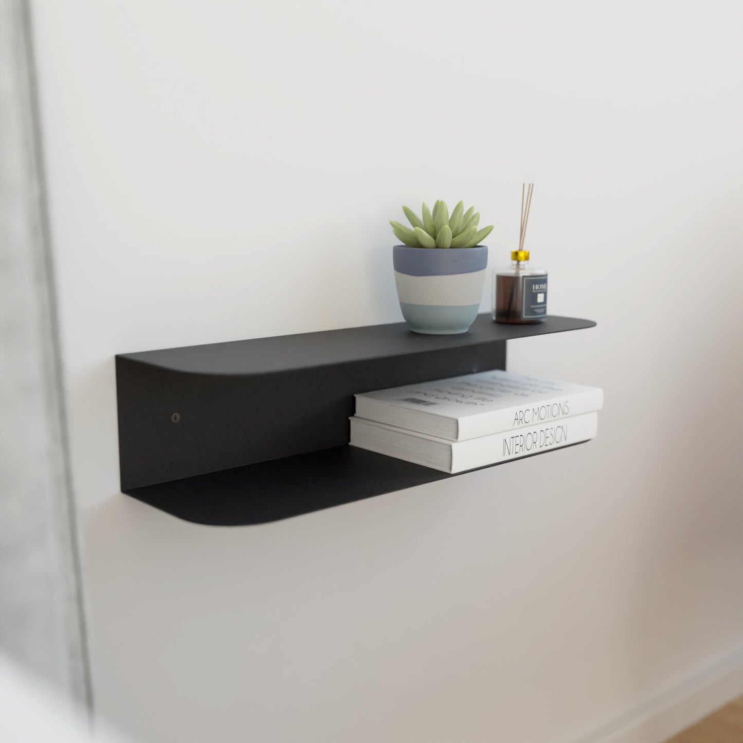 Minimalist Wall Mounted Bedside Table, Modern Floating Nightstand, Metal Wall Mounted Side Table, Bookshelf Decor