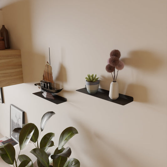 Black Floating Shelf, Minimalist Display Wall Shelf, Modern Decorative Plant Shelf, Minimalist Bedside Shelf Decor