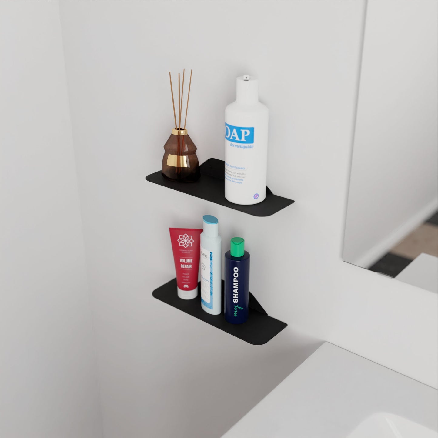 minimalist metal floating shelf