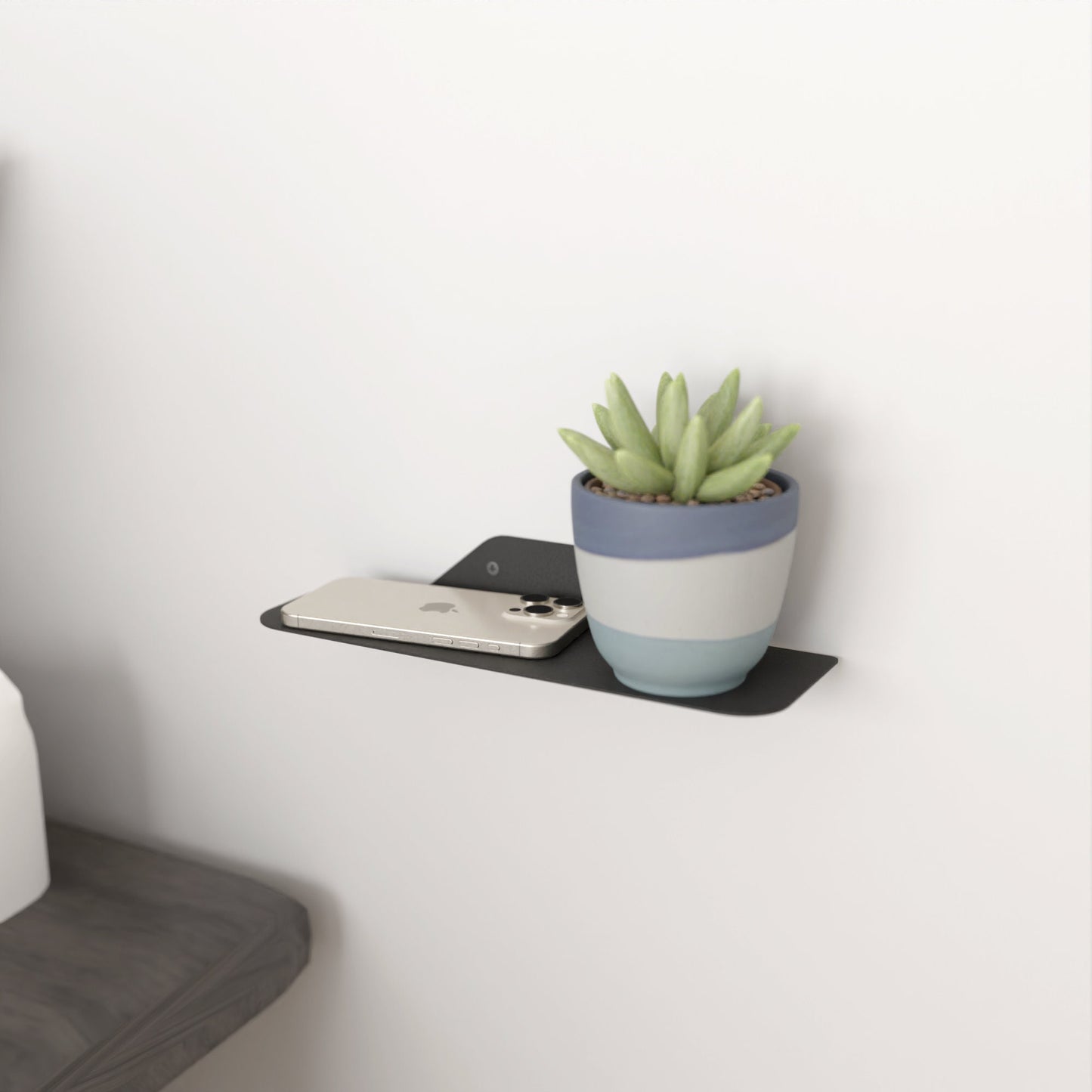 minimalist metal floating shelf