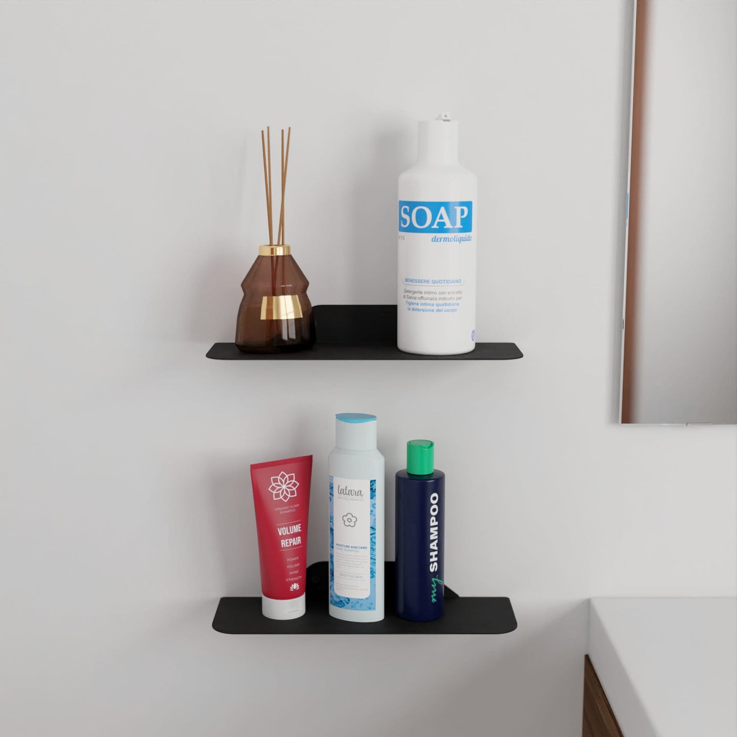 minimalist metal floating shelf