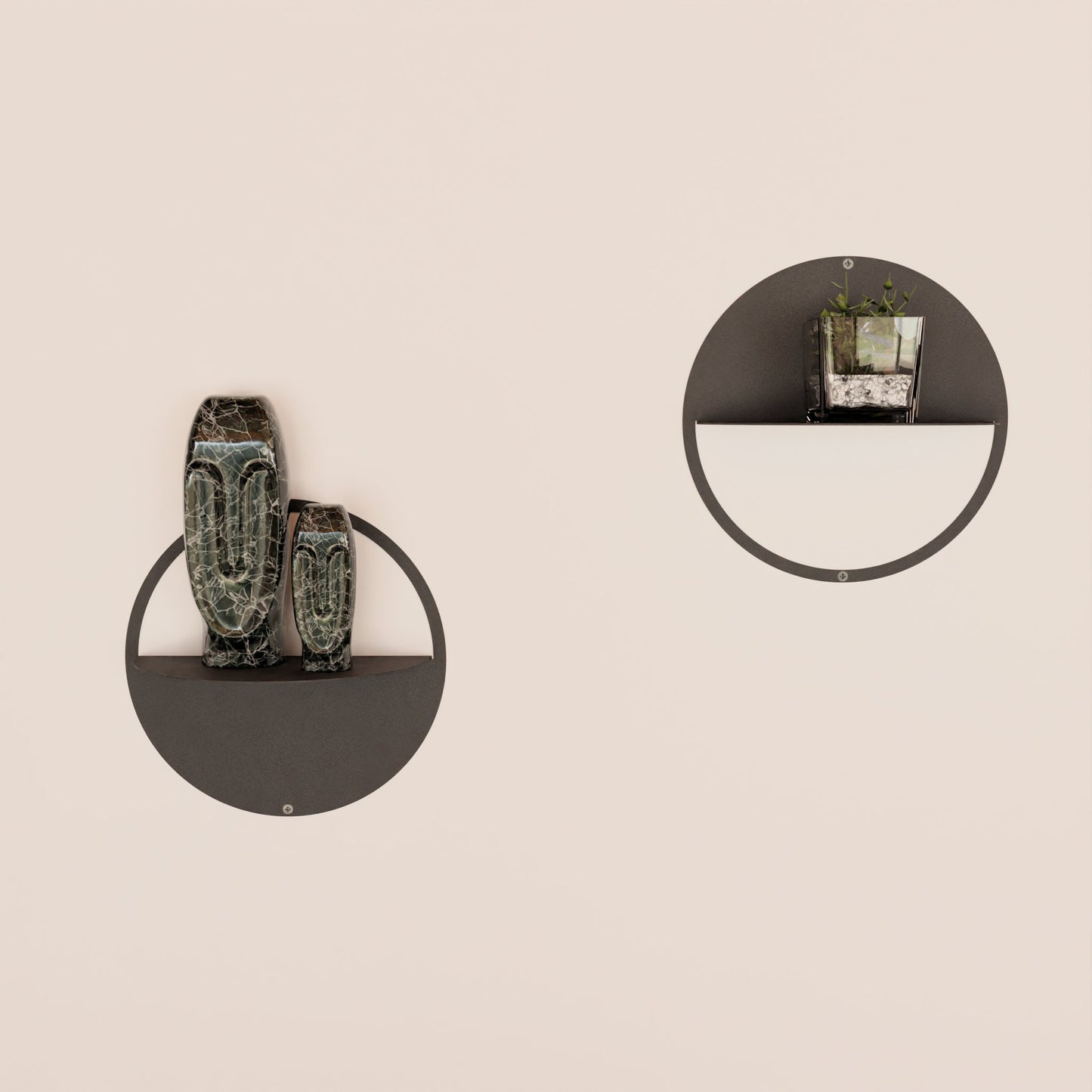 Minimalist Floating Shelf Decor, Modern Circular Plant Shelf, Minimalist Metal Wall Decor Art, Minimalist Display Shelf