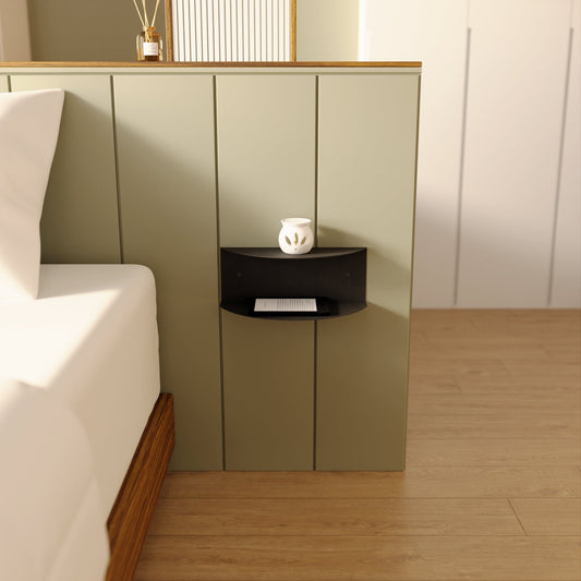 Modern Floating Shelf, Metal Bedside Table, Minimalist Nightstand, Sleek Circle Storage