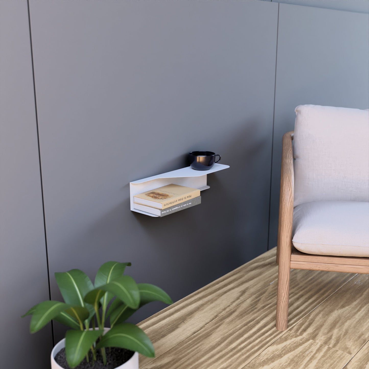 metal wall mounted floating bedside table