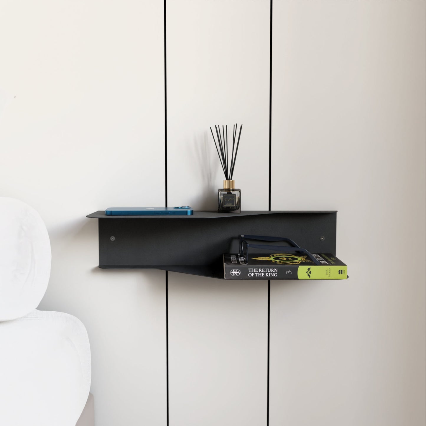 metal wall mounted floating nightstand