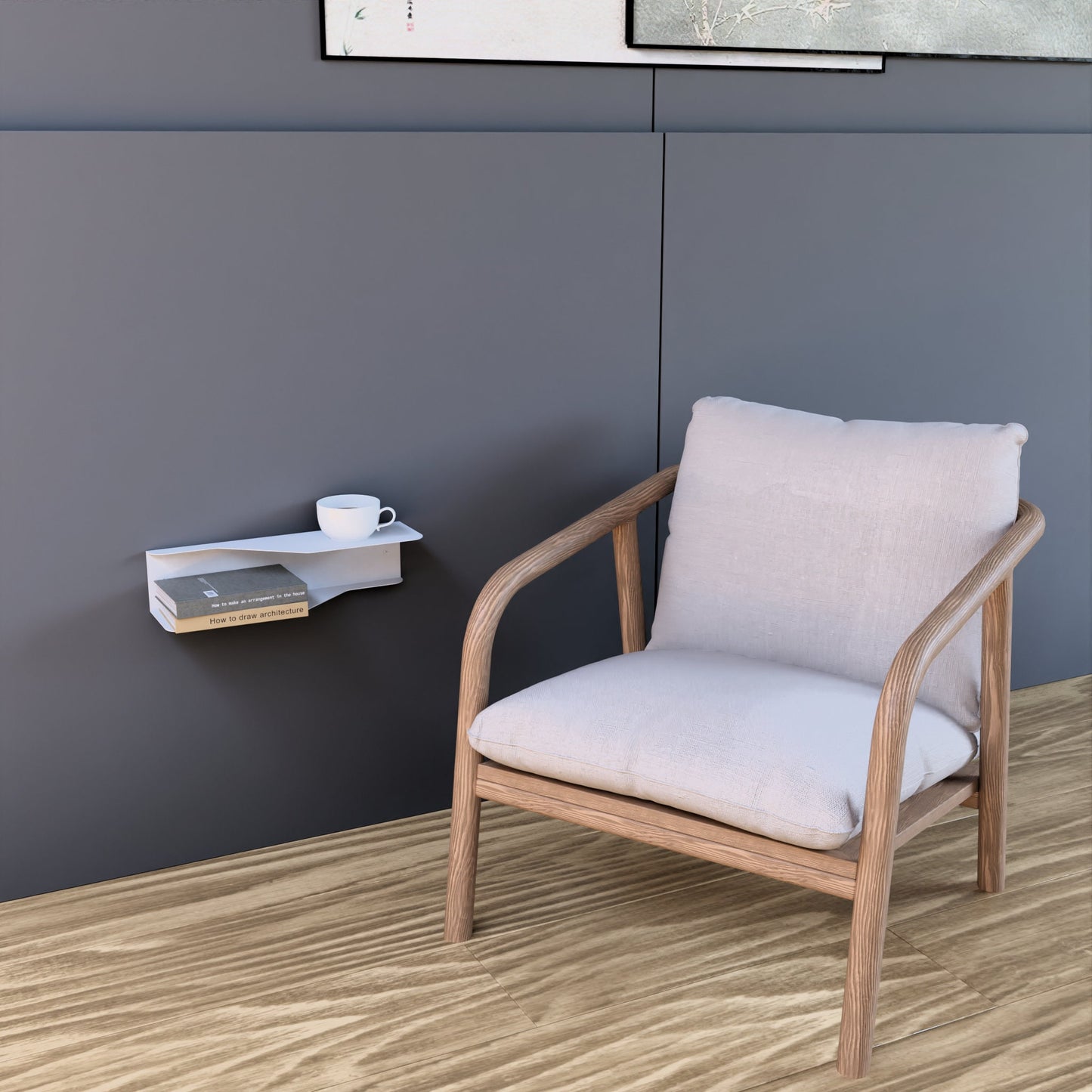 metal wall mounted floating bedside table