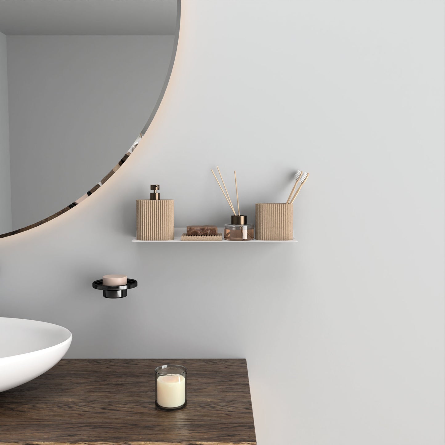 Minimalist White Floating Shelf, Mordern Display Shelf, Metal Plant Shelf, Kitchen Organizer, Bathroom Organizer, Bedside Shelf