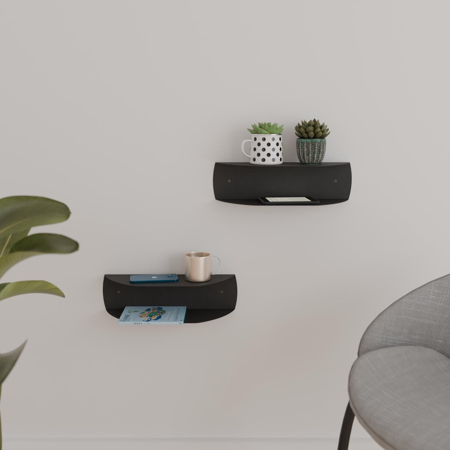 Modern Floating Shelf, Minimalist Bedside Shelf, Metal Floating Nightstand, Minimalist Side Table