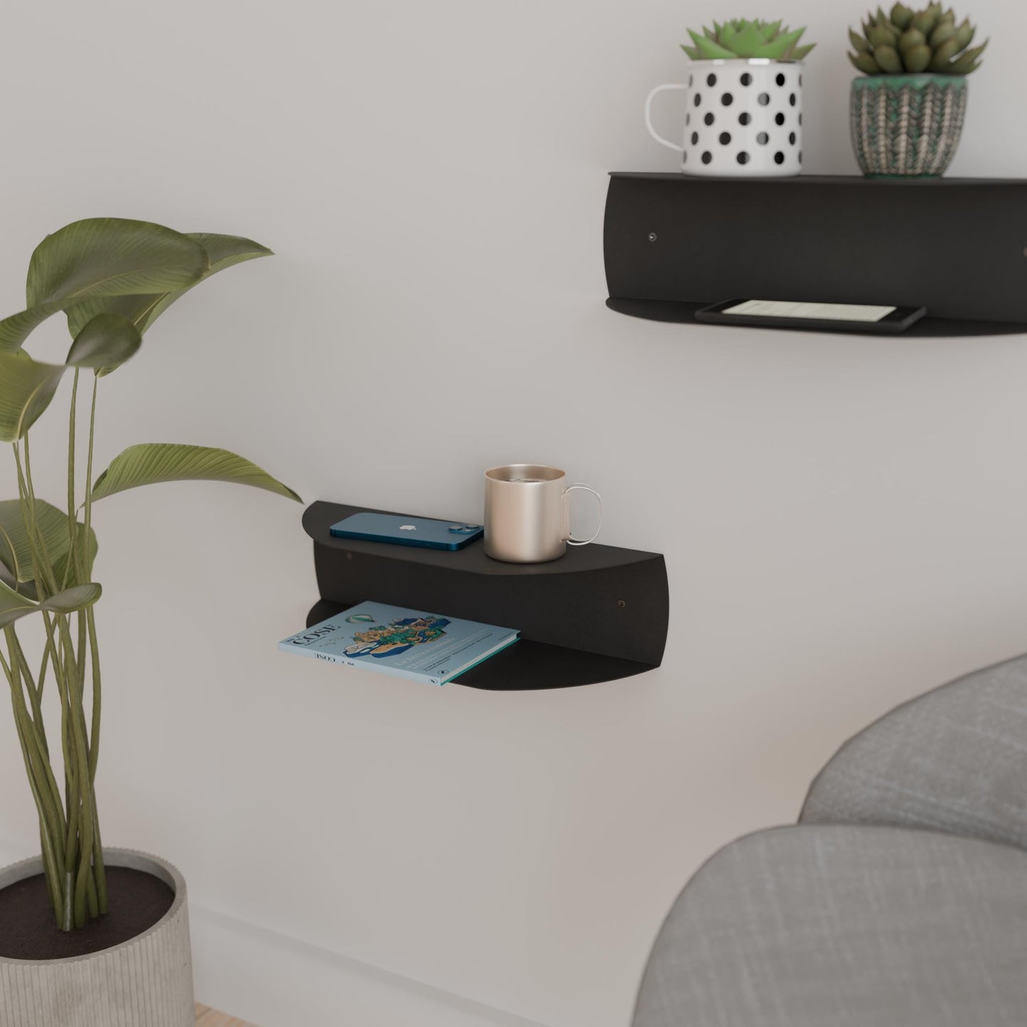 Modern Floating Shelf, Minimalist Bedside Shelf, Metal Floating Nightstand, Minimalist Side Table