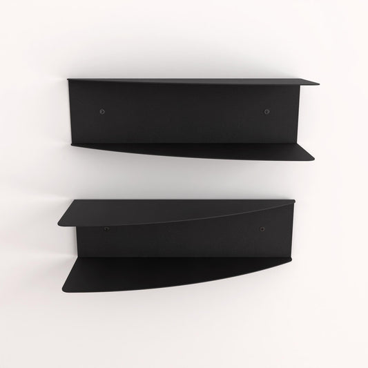 Minimalist Floating Dual Orientation Corner Shelf, Modern Floating Storage Rack, Metal Bedside Nightstand Shelf